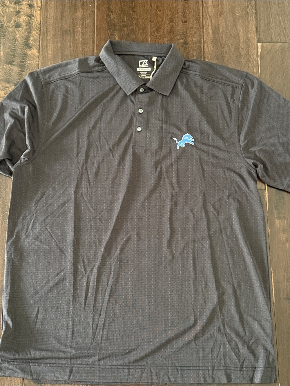 NWT Cutter & Buck Golf Polo with Light Blue NFL Detroit Lions Logo